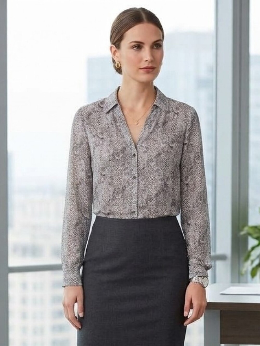 Joie 100% Silk Long Sleeve Button-up Blouse Women's Size Small Office Business